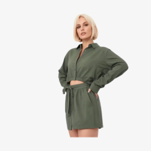 Linen Blend Button-Down Dress